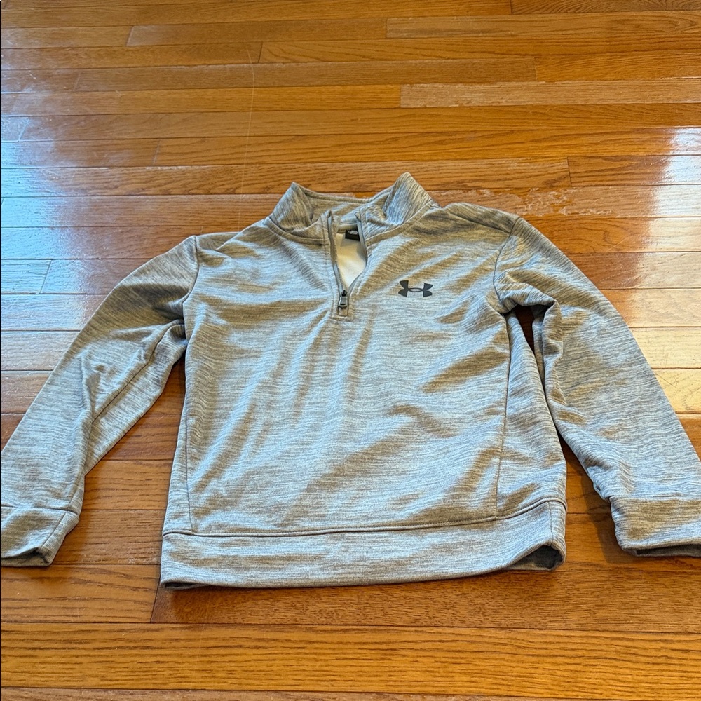Under Armour Grey Quarter-Zip Pullover - Boys Size 7 - Like New - Pretty Heather